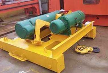 Double girder hoist trolley with dual rope hoists