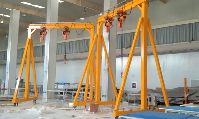 Steel Portable Gantry Crane with Double Hoists and Double Hooks