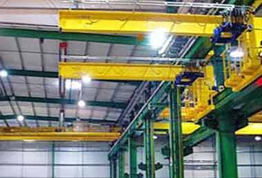 Traveling I beam jib crane with low headroom wire rope hoist