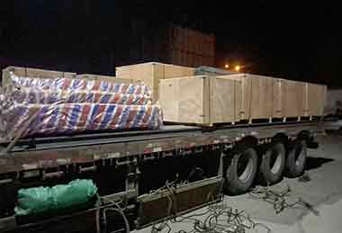 Single girder overhead crane packed for delivery to Trinidad and Tobago