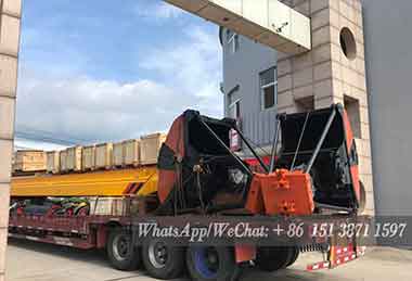 Complete parts and components of 3 ton electric single girder overhead crane packed for delivery to Indonesia