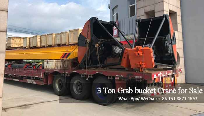 Main girder of 3 ton electric single girder overhead crane with grab bucket for sale Indonesia