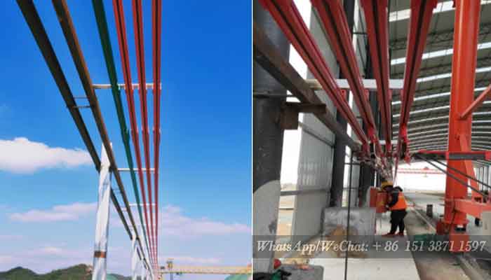 Single pole power line installation of gantry crane 