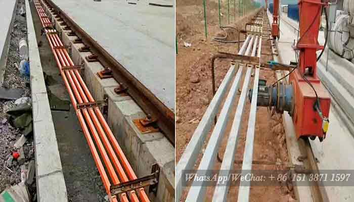 Single pole power line installation of gantry crane 