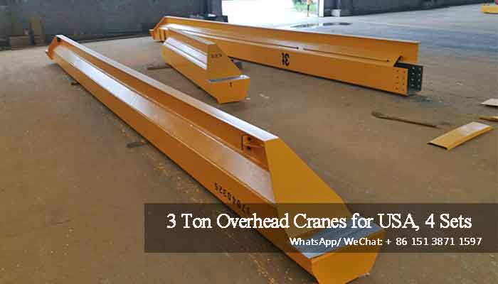 4 sets of 3 ton single girder overhead travelling crane for sale USA