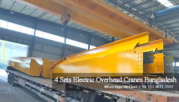 Electric single girder overhead crane with 5 ton + 5 ton electric overhead crane for delivery to Bangladesh