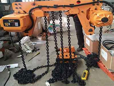10 ton low headroom electric chain hoist for floor mounted jib crane project in Sudan 