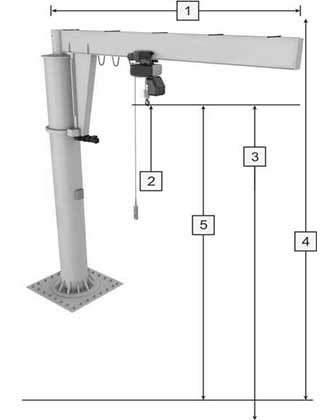 Floor jib crane drawing for your reference to confirm jib crane specifications 
