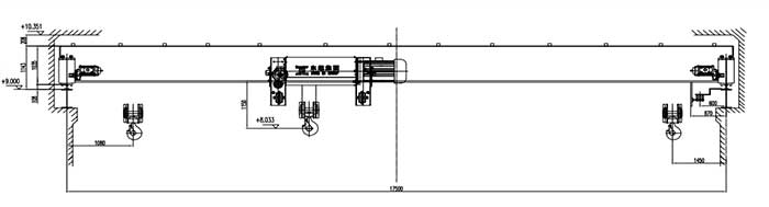 16 ton single girder overhead crane, 2 sets, equipped with remote control for tandem control 