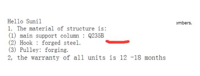 1 ton jib crane construction material confirmation 