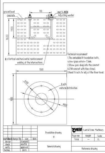 1 ton electric jib crane foundation drawing
