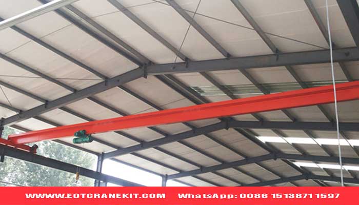 Light single girder i beam type overehad crane, top running design 