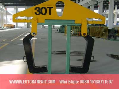 30 ton coil lifter with adjusting beam design for horizontal steel coil handling crane