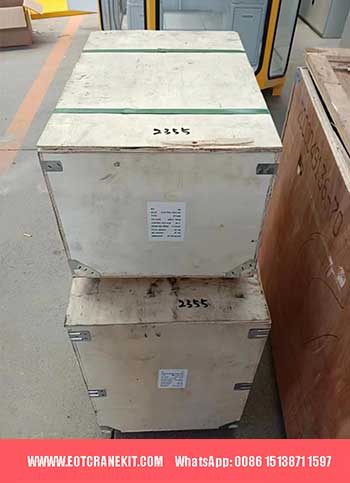 Main parts and components packed into boxes for safe transportation 