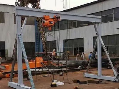 Lightweighted aluminum gantry crane with chain hoist 