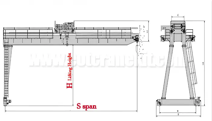 semi gantry crane drawing for specification confirmation