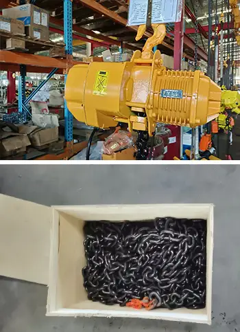 Portable Electric Chain Hoist for Sale Brazil 3 Ton 5m + 30m Chain 11.2mm Project