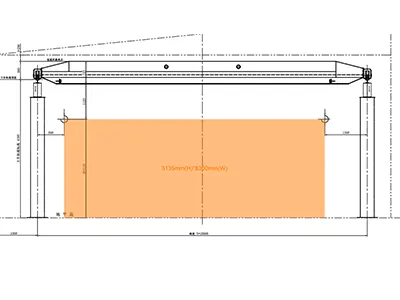 5 Ton Single Girder EOT Crane: Covers a width range of 8300 mm for left and right extreme positions.