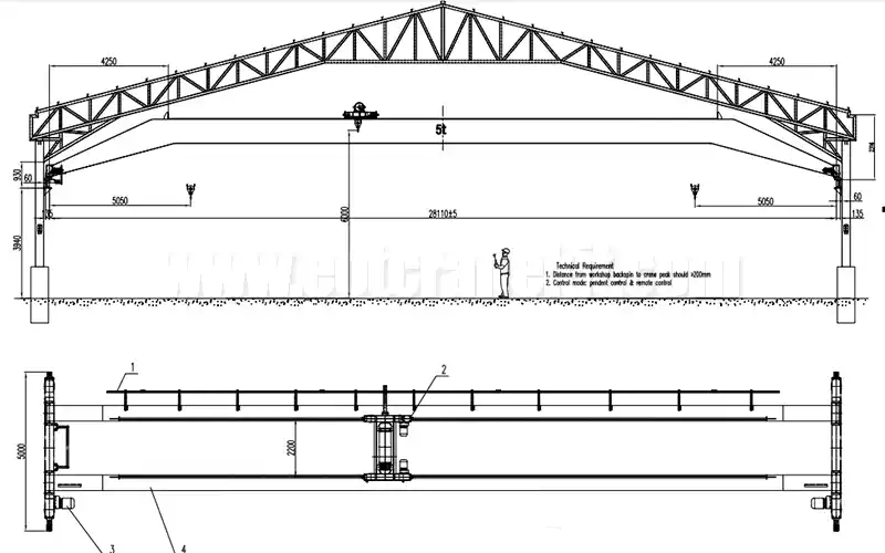 5 Ton Overhead Crane Systems for Low-Ceiling Gable Roof Requirements in Bolivia