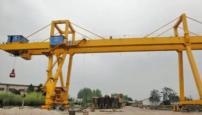 double girder goliath gantry crane with grab bucekt for bulk material handling 