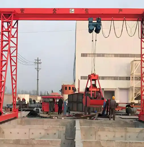 single girder goliath crane with clamshell grab bucket for bulk material handling 