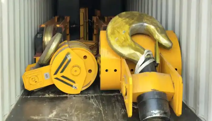 Explosion proof crane hook of 40 ton overhead crane with open winch for hazardrous environments