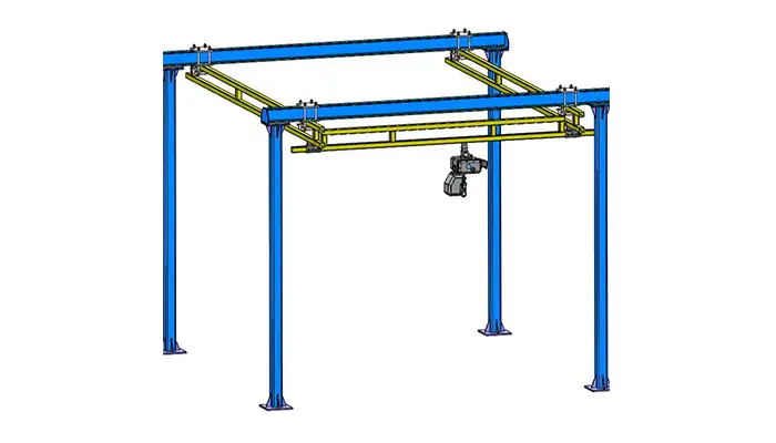 Workstation bridge crane with light kbk rail system 