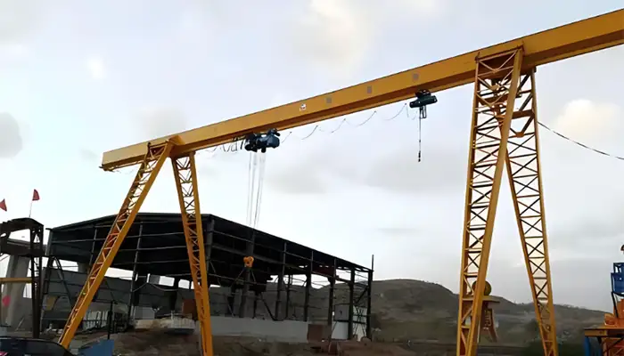 Single Girder Gantry Crane with Two Trolleys and Two Hooks