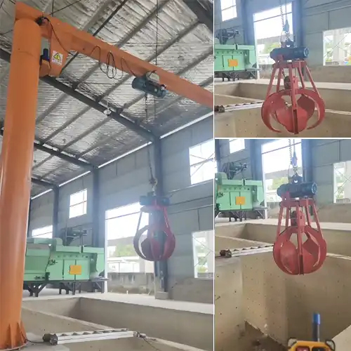 Waste Handling 5 Ton Pillar Jib Crane + Grab Bucket, Good Price