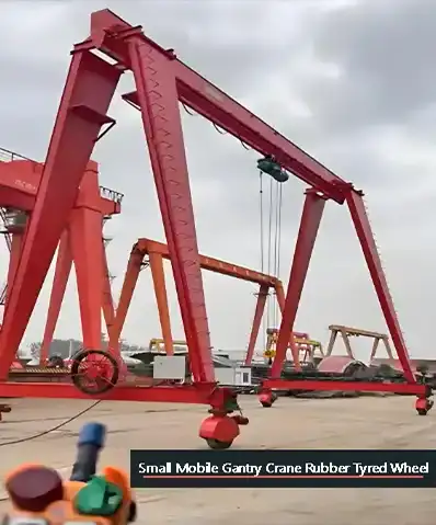 16 ton portable gantry crane with rubber tyred wheels travelling for heavy loads handling