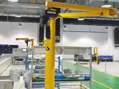 Articulating jib crane for limited space workshop