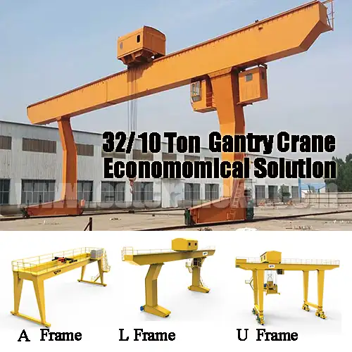 32/10 Ton L Frame Single Girder Gantry Crane for Sale