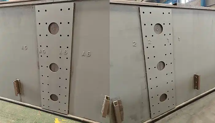 Main girder connection with marks for easy assembly and installaiton