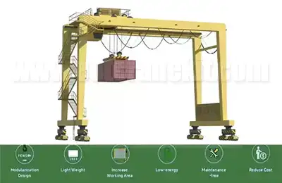 Rubber tyred gantry crane with U-frame structure for efficient container handling in ports and logistics yards
