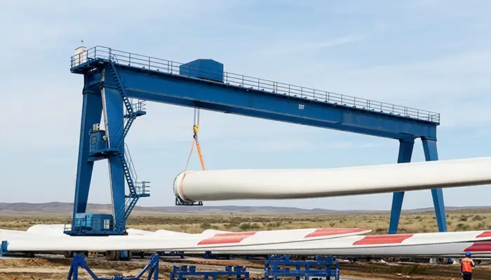 RTG Gantry Crane 20 Ton × 2 Tandem Lifting of Wind Blades in Oman
