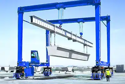 Steel industrial carrier- outdoor straddle cranes for conceret beam handling 