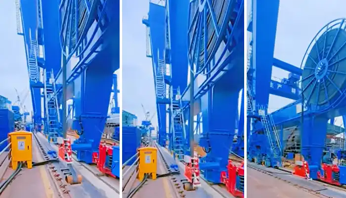  200-Ton Shipbuilding Gantry Crane – Cable Reel Setup Guide