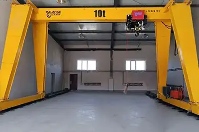 Euroepan style Single girder gantry crane for indoor use with low headroom design - more on Indoor gantry cranes 