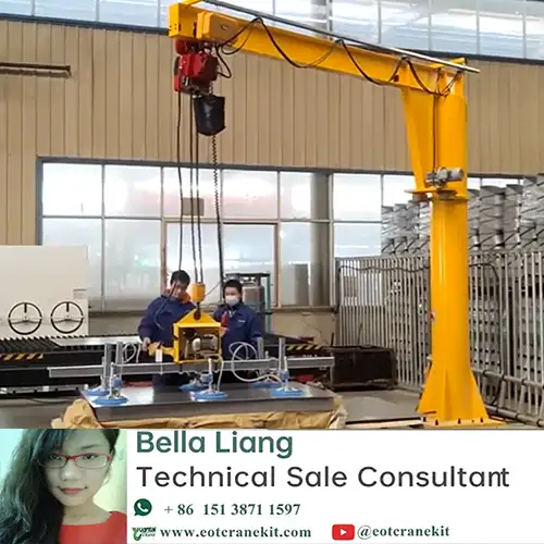 Freestanding Jib Crane with Vacuum Lifter for Steel Sheet Handling