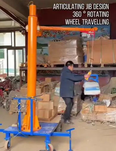 portable articulating jib crane 500kg on wheels for light load handling