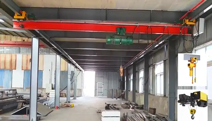 1 ton, 2 ton, 3 ton and 5 ton underhung bridge crane with a single girder I beam overhead crane design