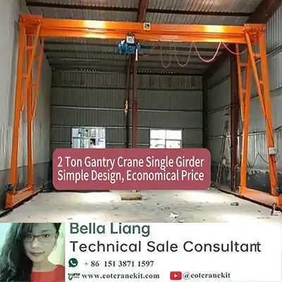 2 Ton Gantry Crane | Single Girder Indoor Goliath & Portal Crane