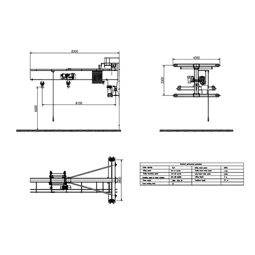 10 Ton Wall Traveling Jib Crane 6.1m Cantilever 6m Lift