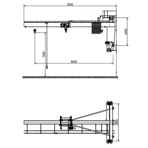 3 Ton Wall Traveling Jib Crane 8m Cantilever 7m Lift