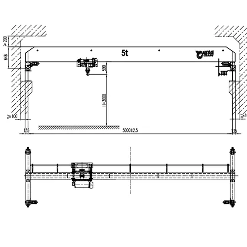 5t Single Girder Overhead Crane Drawing - YT-HD5-5m A5 