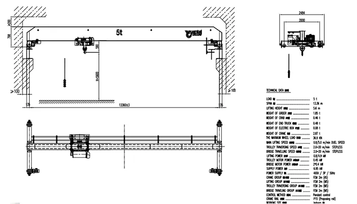 5 Ton YT-HD Explosion-Proof Single Girder Overhead Crane for Hazardous Zone 2 Environments