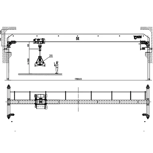 5 Ton Single Girder Overhead Grab Crane Drawing - YT-HD5-17m A6