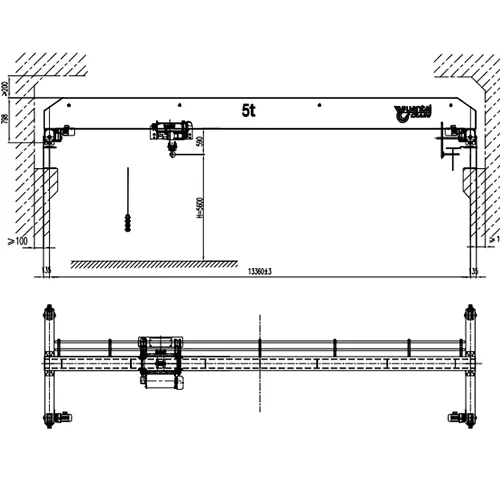 5t Explosion-Proof Single Girder Overhead Crane Drawing - YT-HD5-13.36m A5 EX