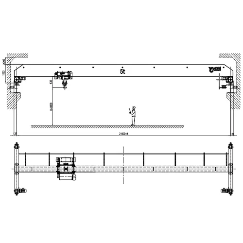 5 Ton Single Girder Overhead Crane Drawing - YT-HD5-21.6m A6