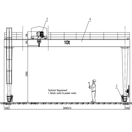 10 Ton Double Girder Gantry Crane Drawing - MGO 10-30 A5